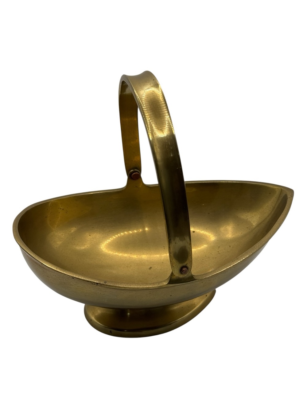 Vintage Solid Brass Footed Basket with Handle Made in India